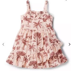 NWT Disney X Janie & Jack Moana Palm Toile Dress Peach Melba Palm Toile